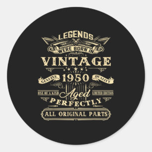 Sticker Rond Cadeau pour 75e anniversaire pour légende vintage