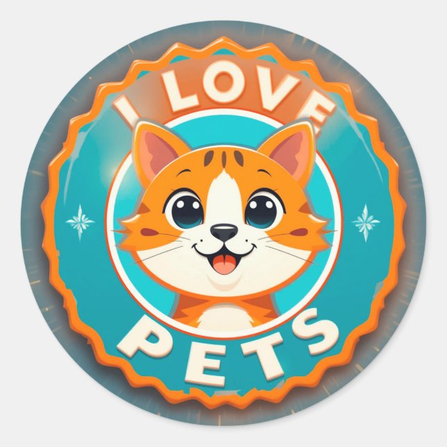 Sticker Rond 🐱 Cadeau pour amateur de chats mignons pour propr (Devant)