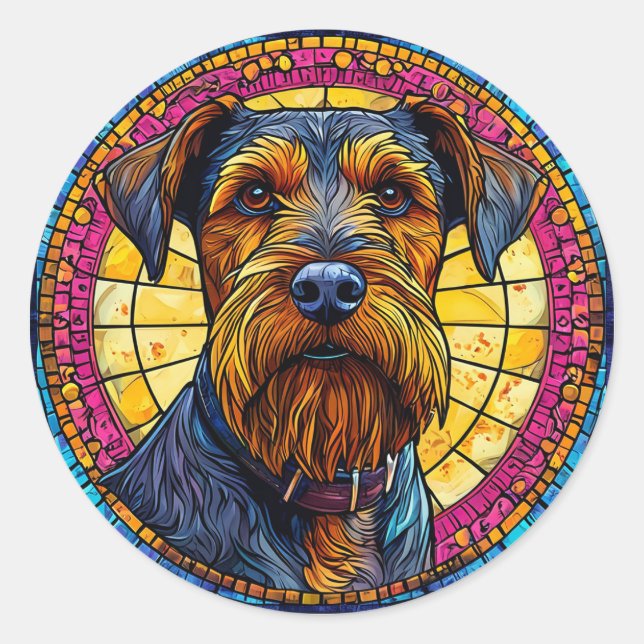 Sticker Rond Cadeau pour amateur de chiens de dessin animé, déc (Devant)
