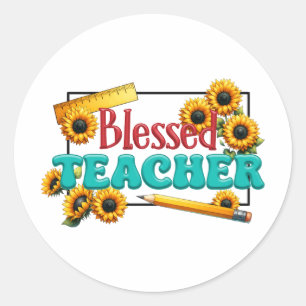 Sticker Rond Cadeau pour Enseignant Enseignant Bénis