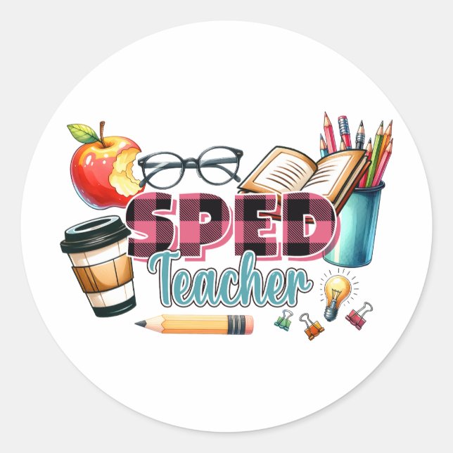 Sticker Rond Cadeau pour Enseignant | Enseignant Spécialisé (Devant)