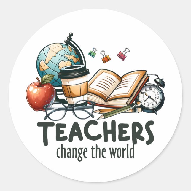 Sticker Rond Cadeau pour Enseignant | Les Enseignants Changent  (Devant)