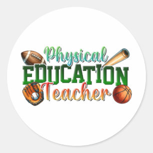 Sticker Rond Cadeau pour enseignant   Professeur d'éducation ph