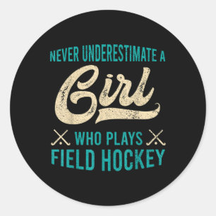 Sticker Rond Cadeau pour fille qui joue au hockey sur gazon Jou