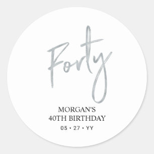 Sticker Rond Cadeau pour les 40 ans d'argent Remerciement