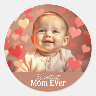 Sticker Rond Cadeau pour maman Ajouter une photo et un texte