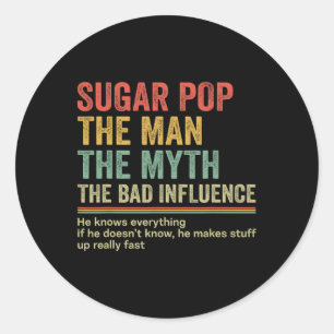 Sticker Rond Cadeau Pour Papa Surnom De Papa Tee Pop Sucre Pop