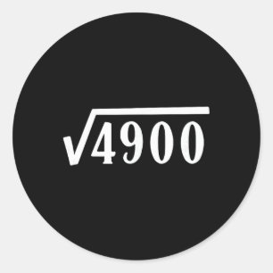 Sticker Rond Cadeau Racine Carrée 70 Ans Prof Drôle 70ème Bi