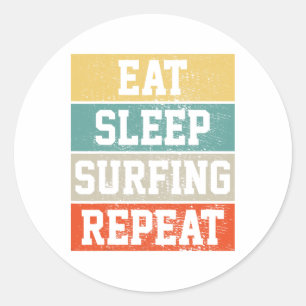 Sticker Rond Cadeau Rétro Vintage Surf Surfing