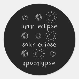 Sticker Rond Cadeau Scientifique Éclipse Solaire Et Apocalypse