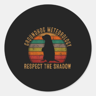 Sticker Rond Cadeau silhouette de chuchoteur de marmotte vintag