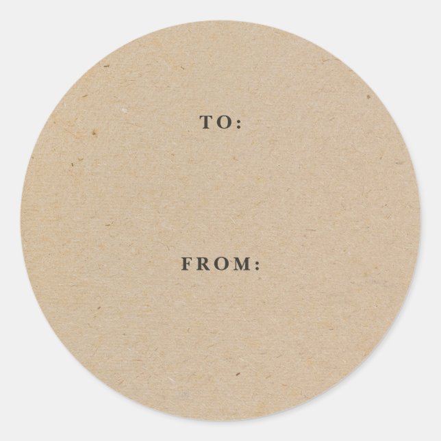 Sticker Rond Cadeau simple rustique Kraft (Devant)
