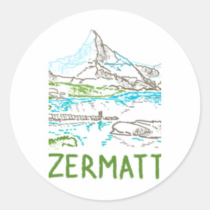 Sticker Rond Cadeau souvenir Zermatt Suisse pour touristes Sti
