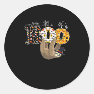 Sticker Rond Cadeau Spider   Boo Halloween avec Sloth Witch Cas