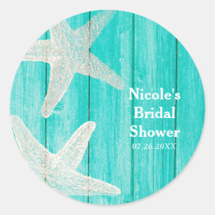 Sticker Rond Cadeau tropical élégant en bois de teal et étoile