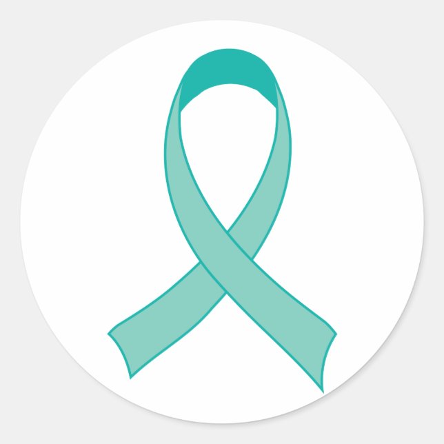 Sticker Rond Cadeau Turquoise personnalisé en ruban (Devant)