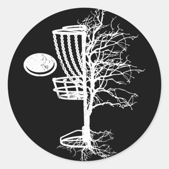 Sticker Rond Cadeau unique d'arbre de golf à disque Frisbees Di (Devant)
