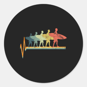 Sticker Rond Cadeau Vintage Planche de Surf Surf