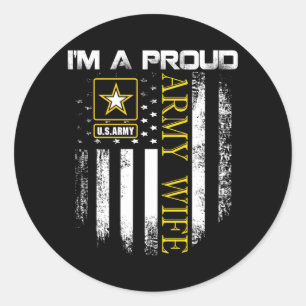 Sticker Rond Cadeau vintage pour une épouse fière d'un soldat a