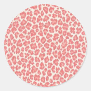 Sticker Rond Cadeaux à imprimé léopard rose et crème