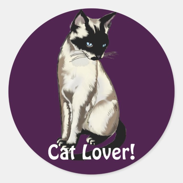 Sticker Rond Cadeaux Amoureux de les chats siamois (Devant)