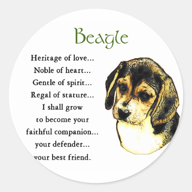 Sticker Rond Cadeaux beagles (Devant)