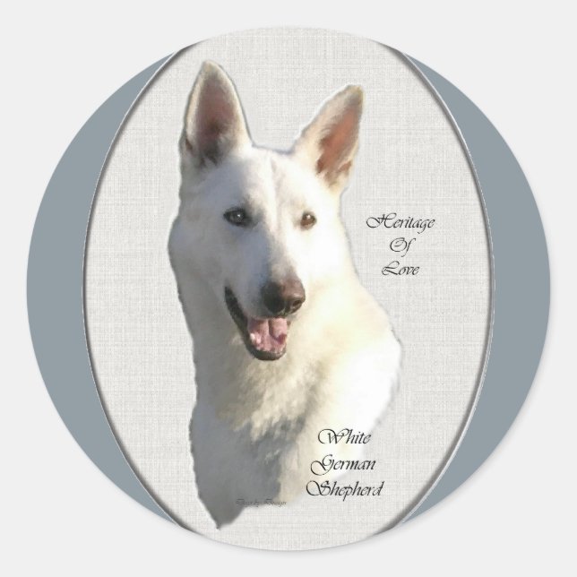 Sticker Rond Cadeaux bergers allemands blancs (Devant)
