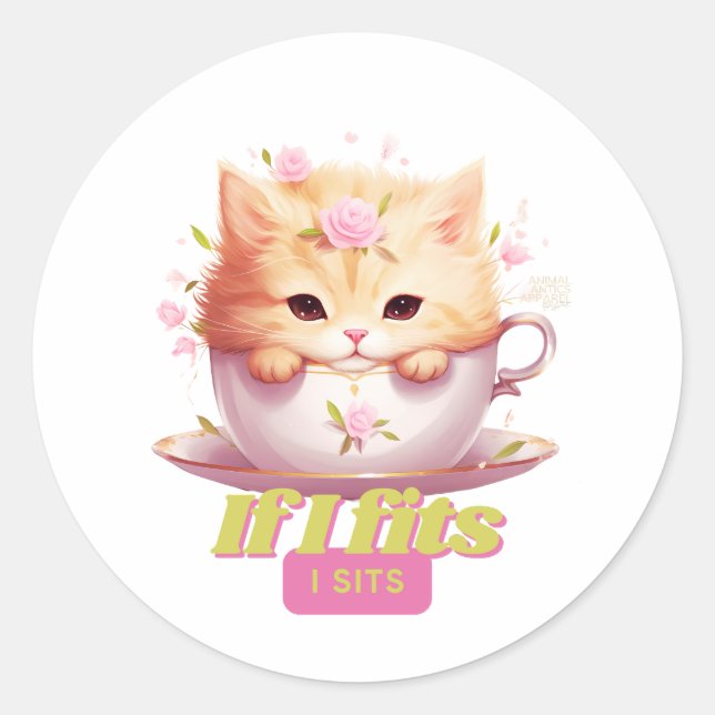 Sticker Rond Cadeaux comiques pour Amoureux de les chats (Devant)