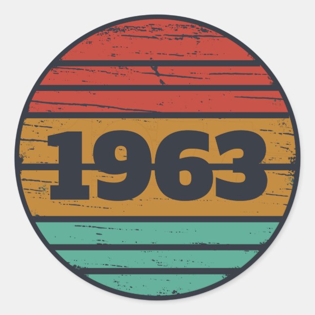 Sticker Rond Cadeaux d'anniversaire vintages personnalisés (Devant)
