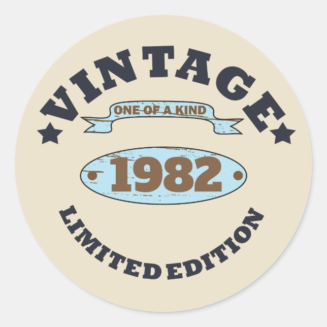 Sticker Rond Cadeaux d'anniversaire vintages personnalisés (Devant)