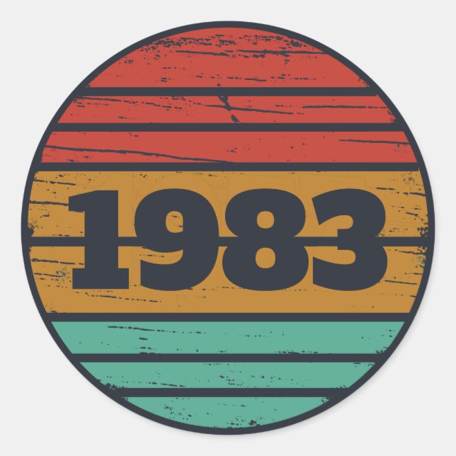 Sticker Rond Cadeaux d'anniversaire vintages personnalisés (Devant)