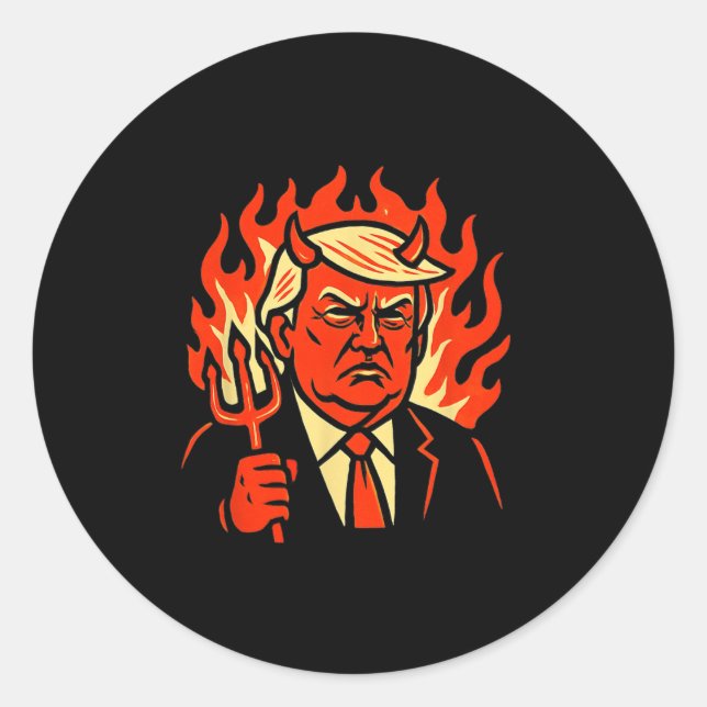 Sticker Rond Cadeaux d'Antichrist Trump  (Devant)