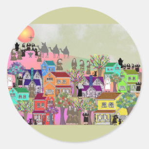 Sticker Rond Cadeaux d'art catholique de moniac et de moine