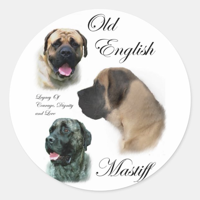 Sticker Rond Cadeaux d'art Mastiff anglais (Devant)