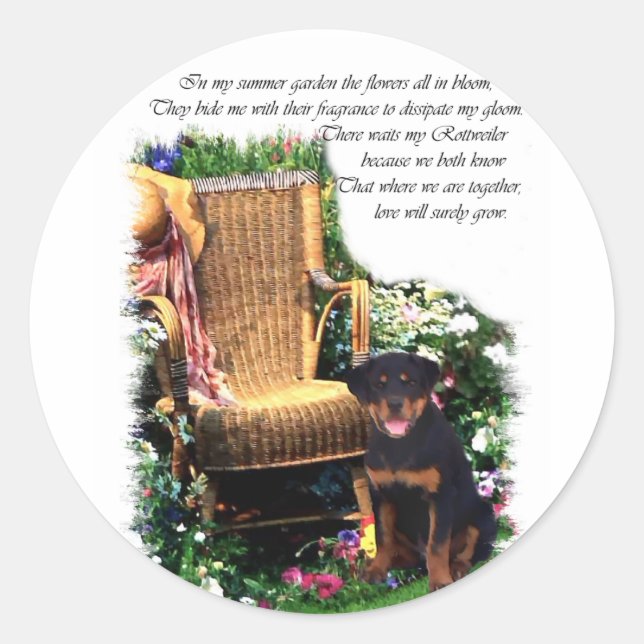 Sticker Rond Cadeaux d'art Rottweiler (Devant)