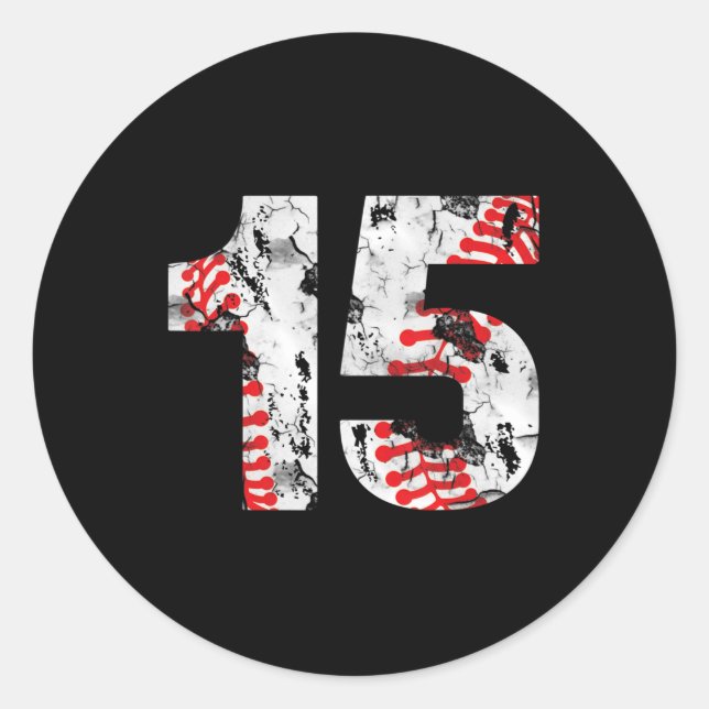 Sticker Rond Cadeaux de 15 ans Numéro 15 Baseball 15e Anniversa (Devant)