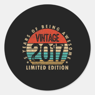 Sticker Rond Cadeaux de 5 ans Vintage 2017 Limited Edition 5e