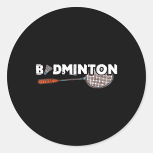 Sticker Rond Cadeaux de badminton avec raquette de badminton mi