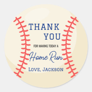 Sticker Rond Cadeaux de baseball minimalistes Favori Remercieme