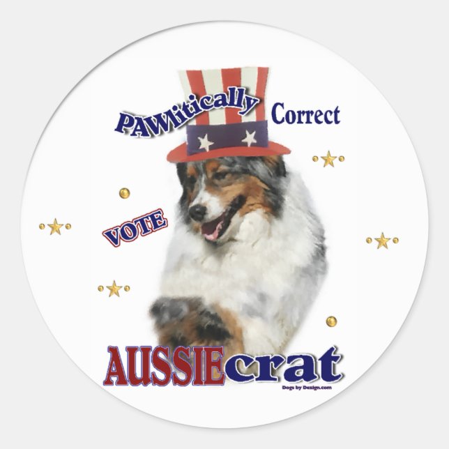 Sticker Rond Cadeaux de berger australiens (Devant)