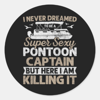 Sticker Rond Cadeaux de capitaine de ponton Super Y drôles de b