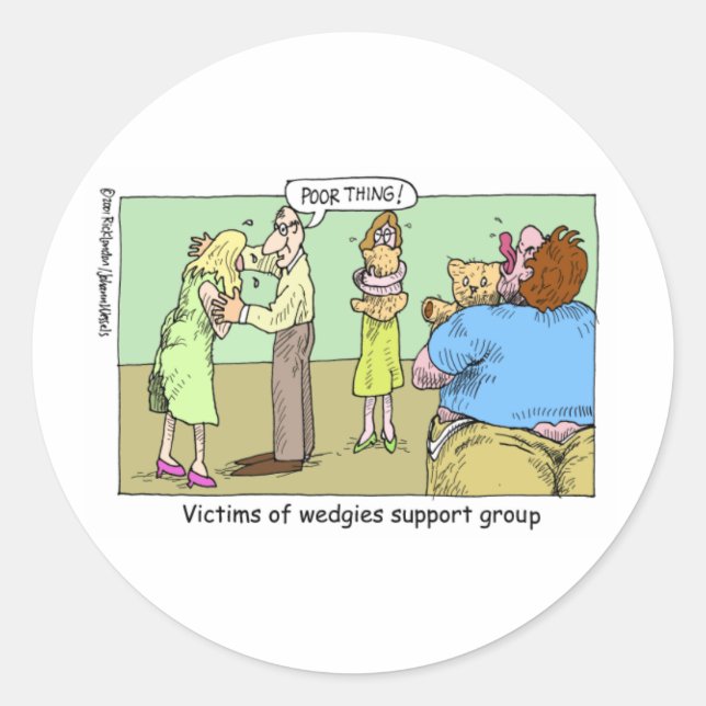 Sticker Rond Cadeaux de caricature du groupe de soutien Wedgie  (Devant)