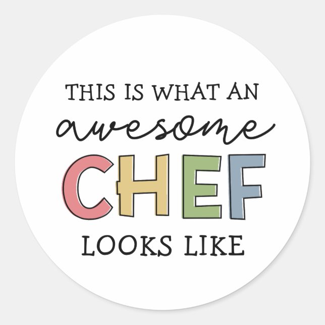 Sticker Rond Cadeaux de Chef géniaux | Meilleur Chef Jamais Drô (Devant)