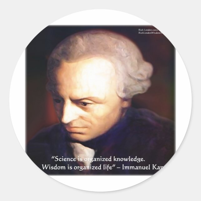 Sticker Rond Cadeaux de citation de science contre connaissance (Devant)