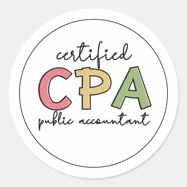 Sticker Rond Cadeaux de comptabilité publique certifiés CPA (Devant)