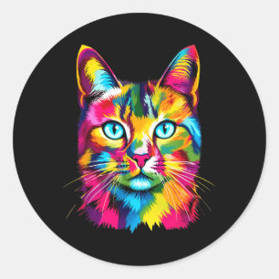Sticker Rond Cadeaux de conception d'art de motif de chat Dessi