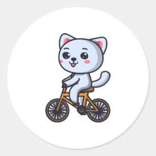 Sticker Rond Cadeaux de conception de chat à vélo pour femmes