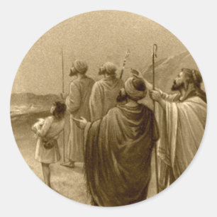 Sticker Rond Cadeaux de crèches pour Noël