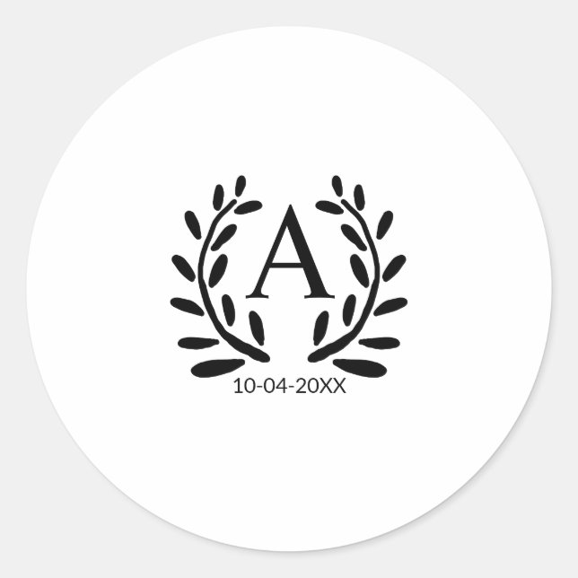 Sticker Rond Cadeaux de garçon d'honneur avec monogramme ANNÉE  (Devant)