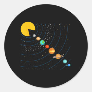 Sticker Rond Cadeaux de jeux vidéo d'astronomie du système sola